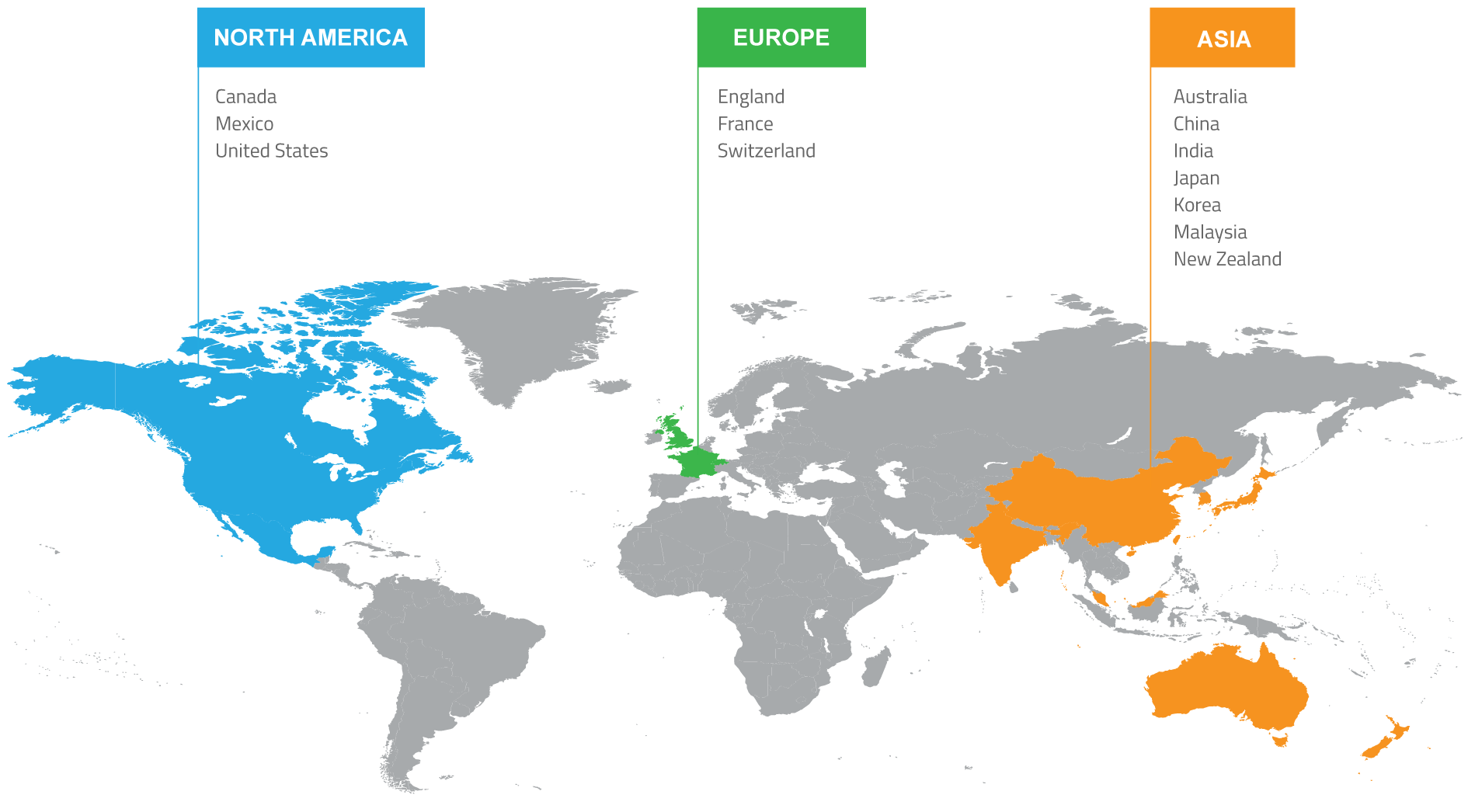 Carte des sites de Semtech dans le monde