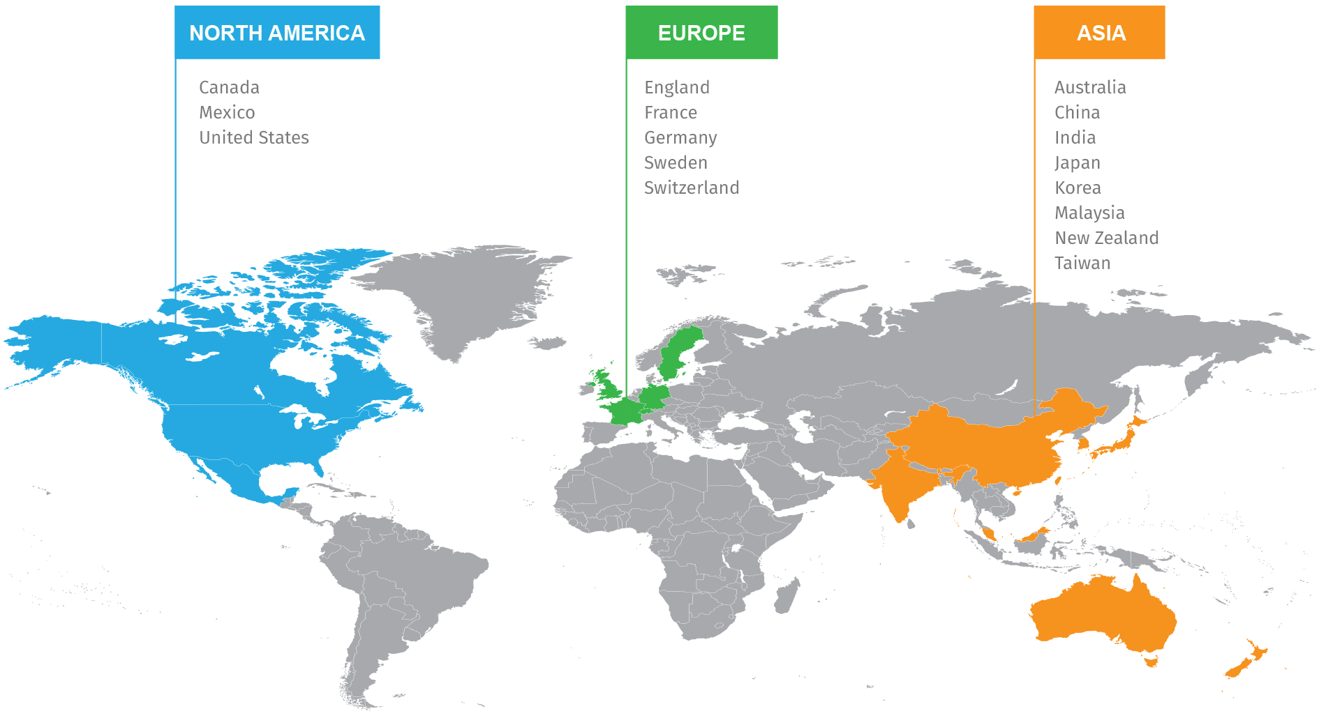 Carte des sites de Semtech dans le monde